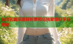 台湾名嘴深度解析萝莉岛独家爆料平台揭秘